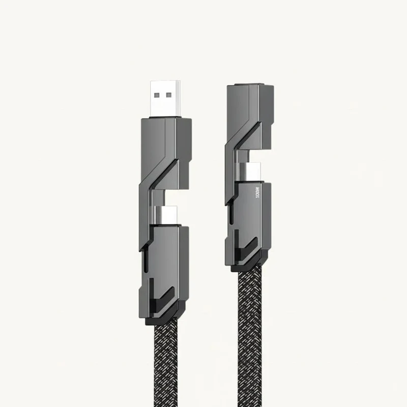 Universalt 4-i-1 Fladt Flettet Opladerkabel - Hurtigopladning