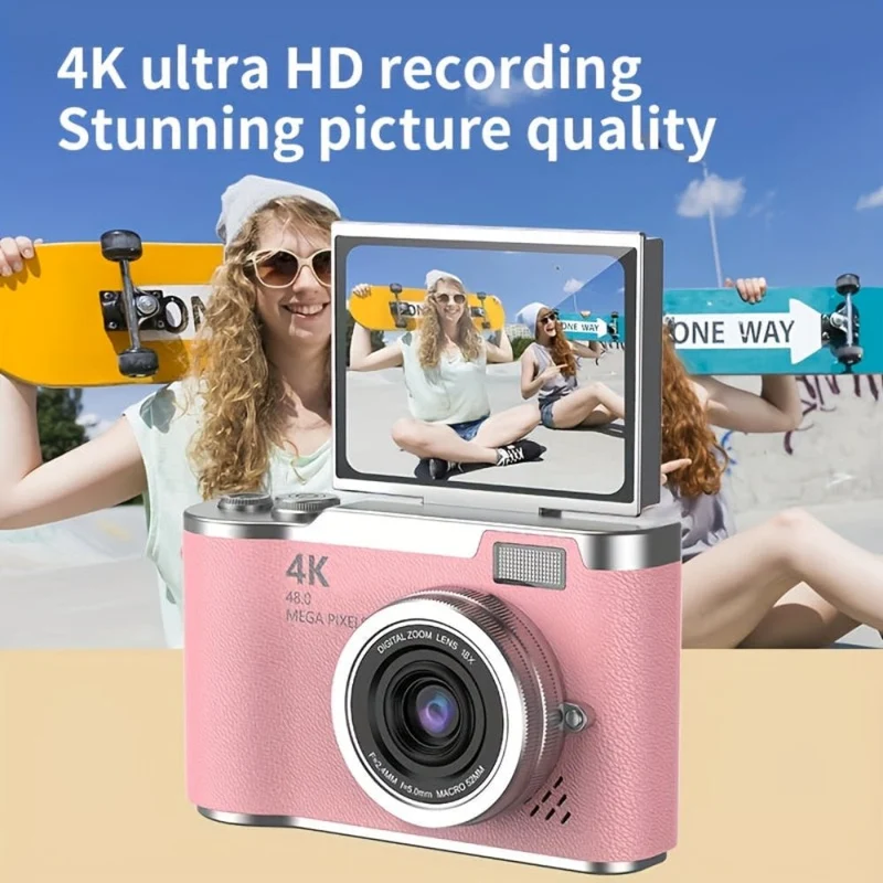 Kompakt 4K Vlogkamera med Flip Skærm til Nem Optagelse