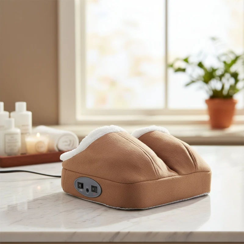 Opvarmet Fodmassageapparat med Vibration og Fleecelommer