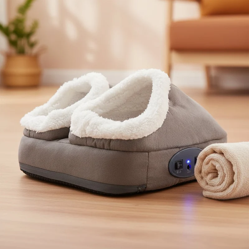 Opvarmet Fodmassageapparat med Vibration og Fleecelommer