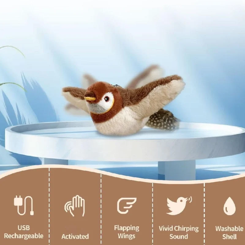 Interaktiv Kattelegetøj med Naturtro Lyd og Flapning