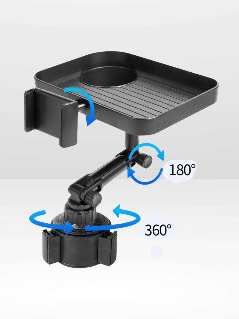360° Rotationsbakke til Bil med Telefonholder og Kopholder