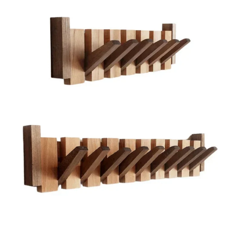 Elegant Vægmonteret Jakkeholder i Træ med Unikt Design