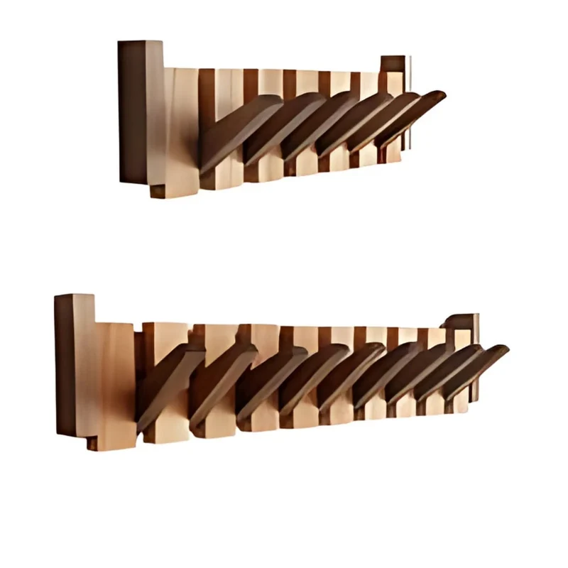 Elegant Vægmonteret Jakkeholder i Træ med Unikt Design