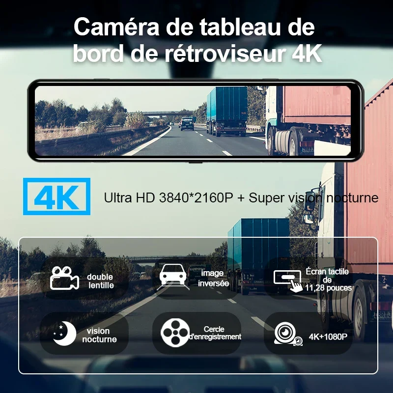 4K Bagview Spejl Kamera med GPS og Optagelse