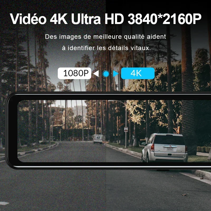 4K Bagview Spejl Kamera med GPS og Optagelse