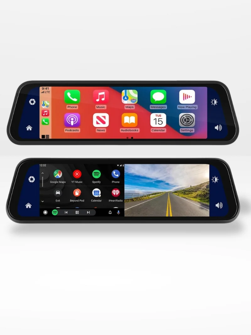 4K Spejlkamera med CarPlay og Optagelse til Sikker Kørsel