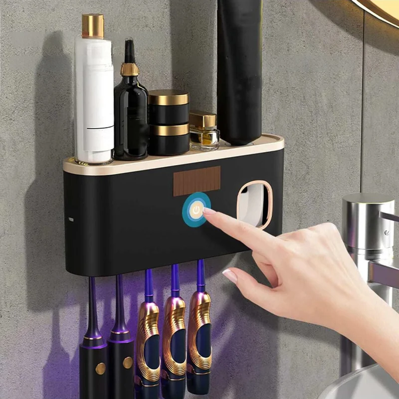 Væghængt UV-sterilisator til Tandbørster med Tandpastadispenser