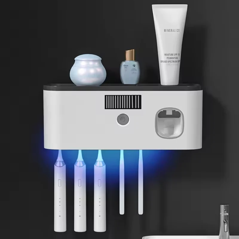 Væghængt UV-sterilisator til Tandbørster med Tandpastadispenser