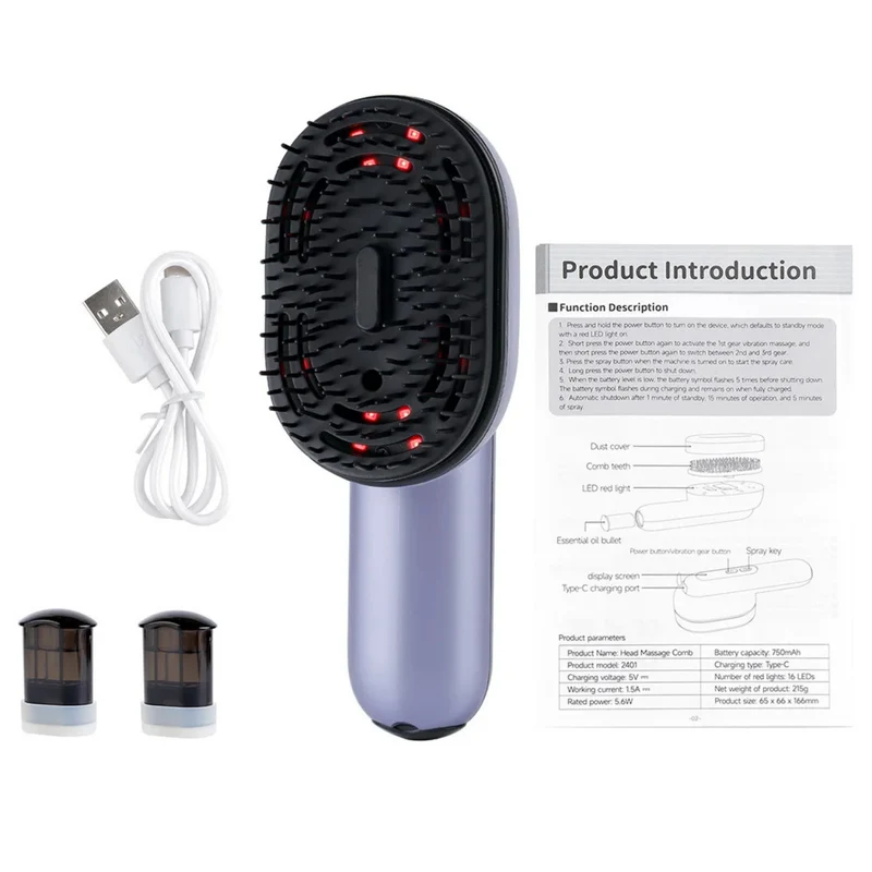 Smart Hårpleje Kæmmer med Vibration og Aroma Diffuser