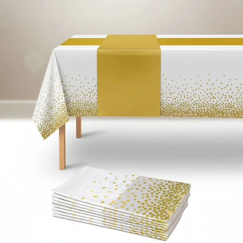 Elegant Engangsdug i Hvid og Guld til Festlige Begivenheder