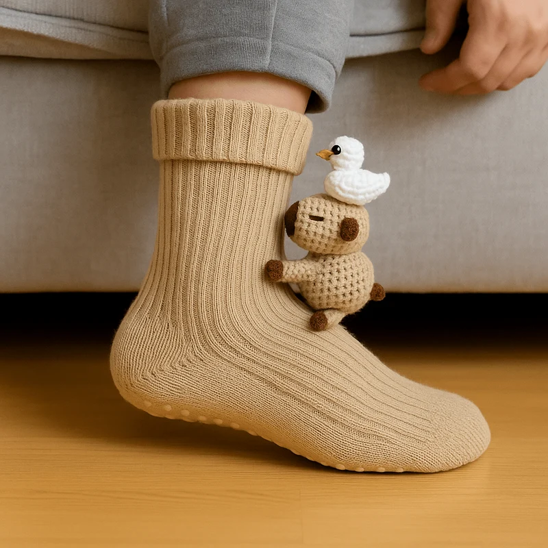 Varmende Hygge Sokker med Skridsikker Bund og Dyremotiv