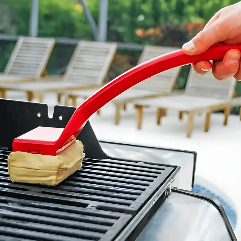 Sikker Bristlefri Grillbørste med Damp og Langt Skaft
