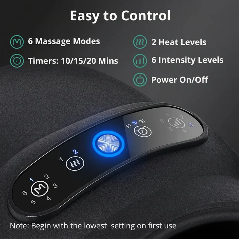 Trådløs Elektrisk Håndmassager med Varme og Akupressur