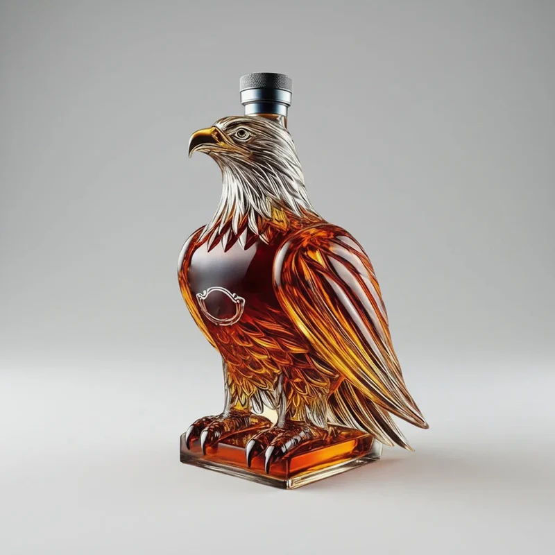 Unik Whiskeykaraffel i Glas med Majestætisk Ørne Design