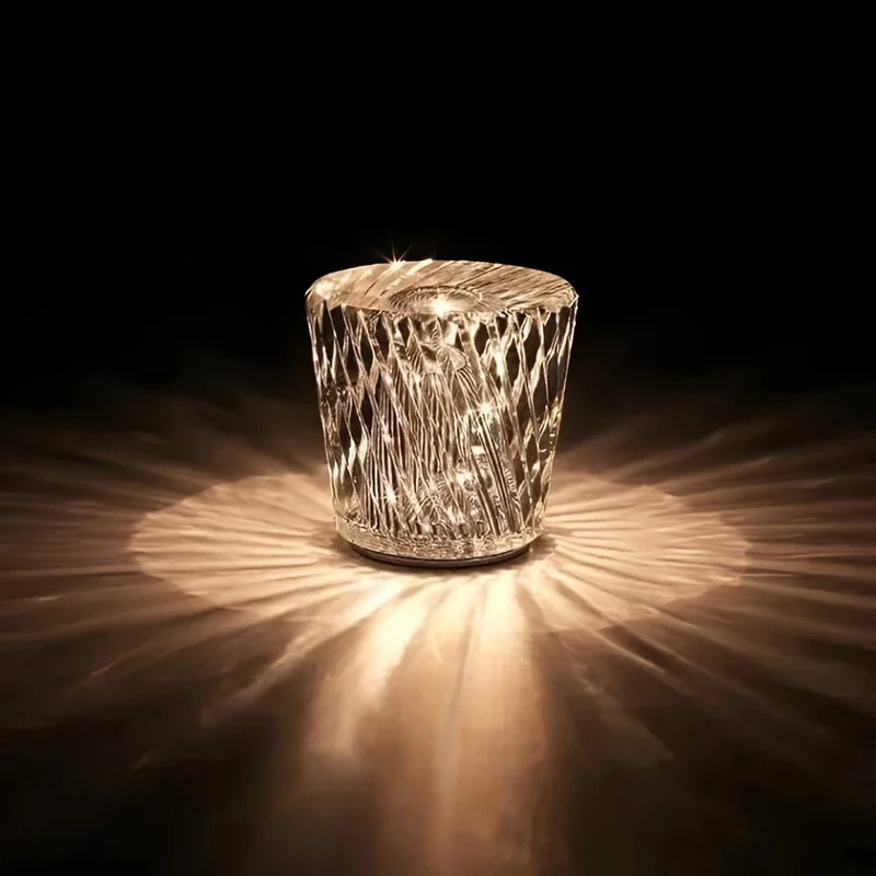 Trådløs LED Krystal Bordlampe - Elegant og Kabel-fri Belysning