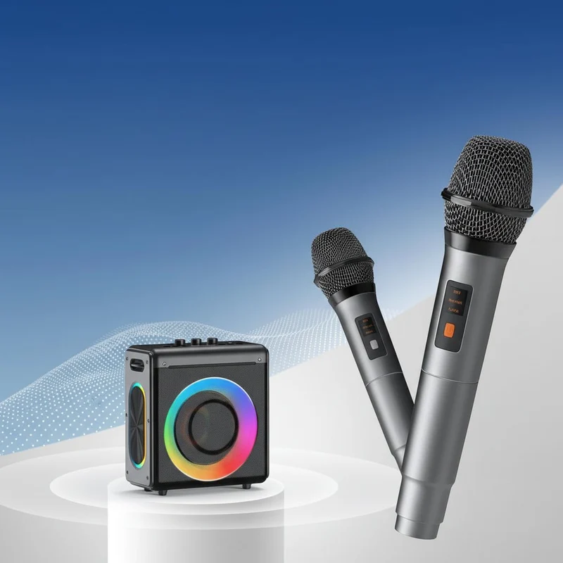 Trådløs Karaoke Højtaler med Mikrofoner og Lang Batteritid