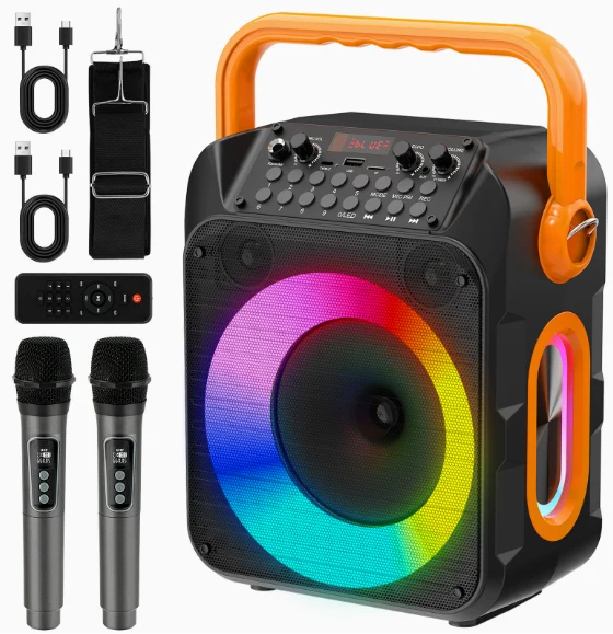 Trådløs Karaoke Højtaler med Mikrofoner og Lang Batteritid