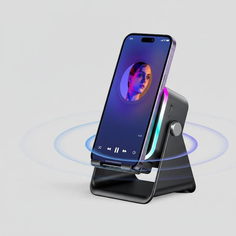 Trådløs Bluetooth Højttalerstander med Induktionsladning