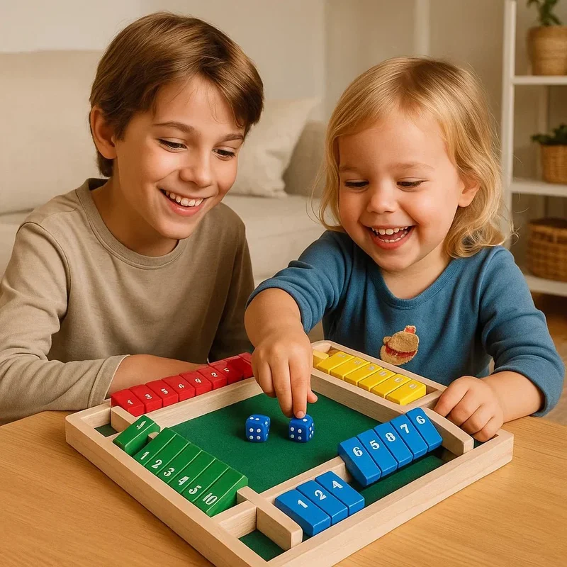 Træspil Shut The Box – Sjovt Matematikspil for Hele Familien