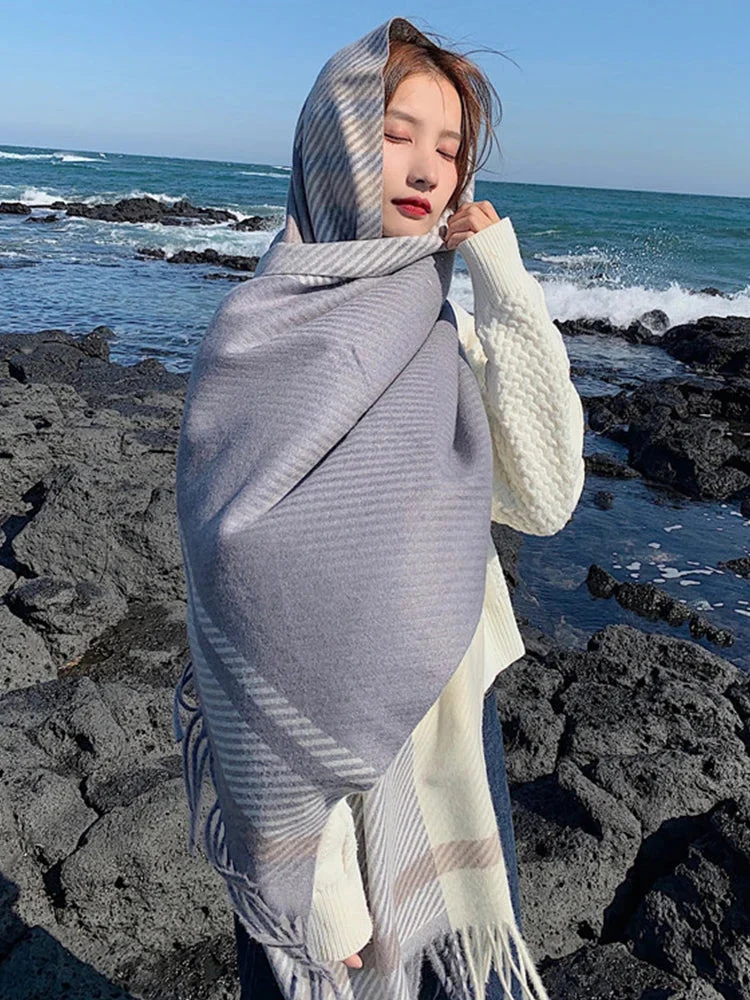 Varmt Pashmina-tørklæde med Vintage-mønster til kvinder