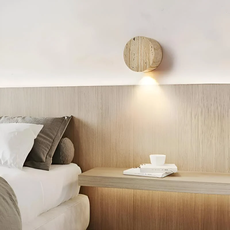 Rund Træ Væglampe med Justerbart Varmt Lys - Elegant Design