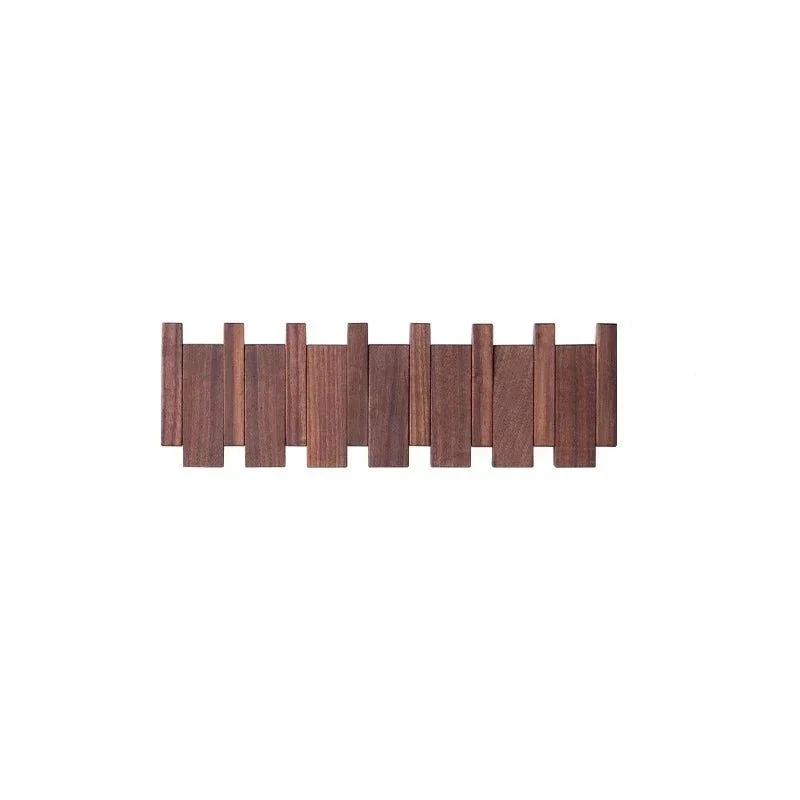 Elegant væghylde i massivt træ med foldbare kroge