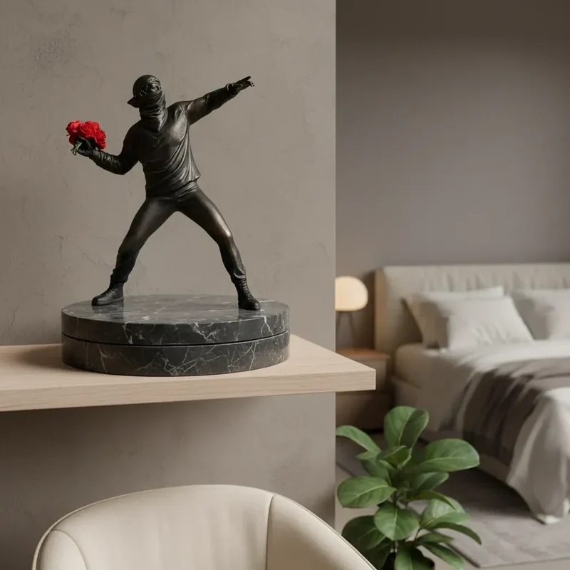Elegant Vægkunst i Kunstharpiks med Blomstermotiv til Hjemmet