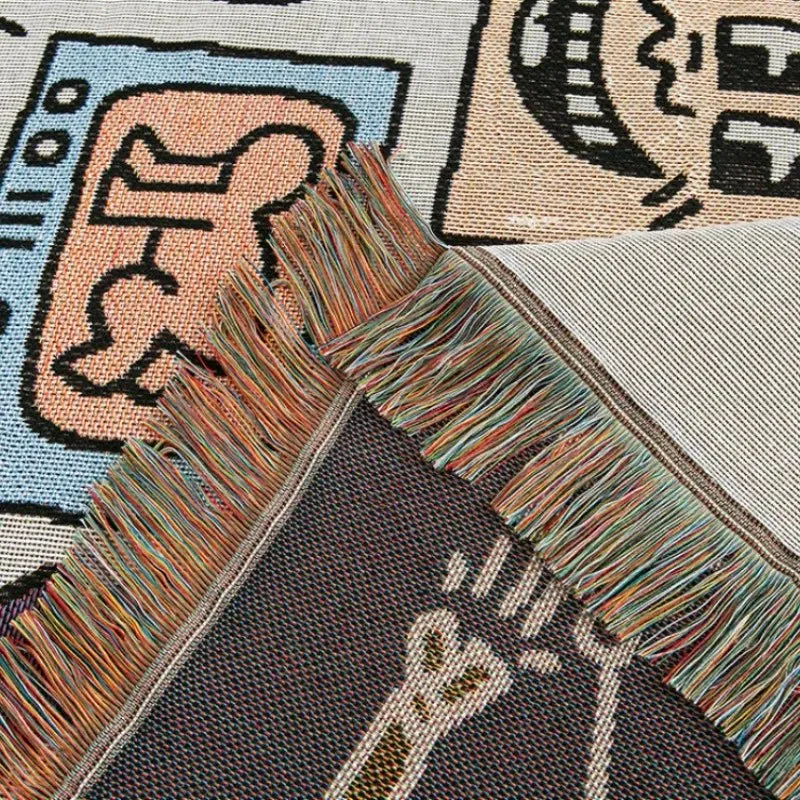 Blød og Alsidig Plaid med Unikt Doodle-Mønster