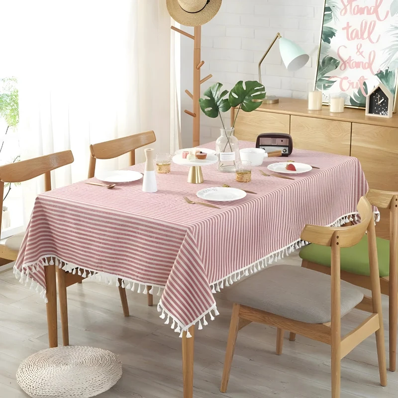 Elegant Stribet Tabeldug i Mikrofiberblanding - Nem Rengøring