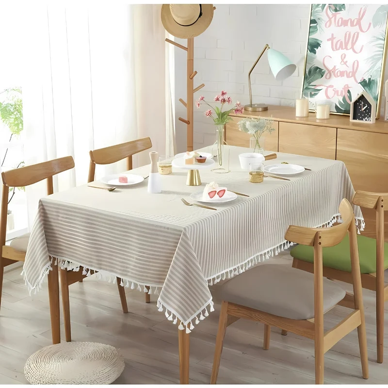 Elegant Stribet Tabeldug i Mikrofiberblanding - Nem Rengøring
