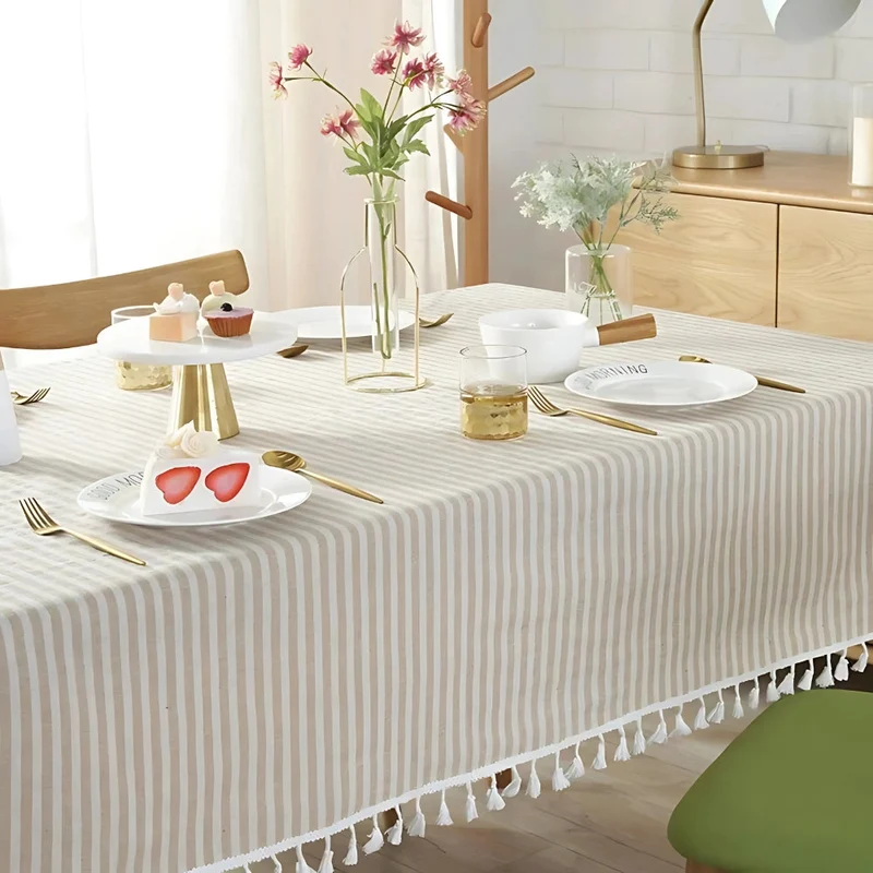 Elegant Stribet Tabeldug i Mikrofiberblanding - Nem Rengøring