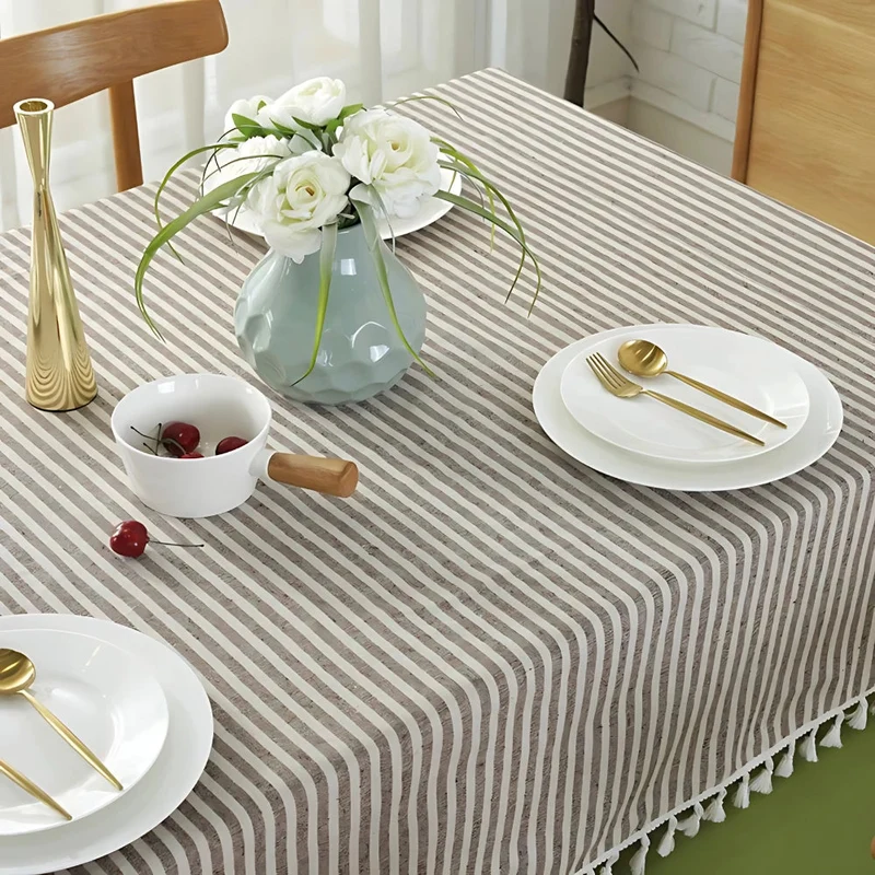 Elegant Stribet Tabeldug i Mikrofiberblanding - Nem Rengøring