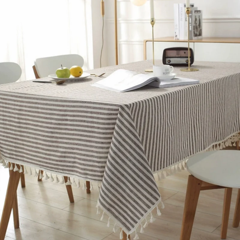 Elegant Stribet Tabeldug i Mikrofiberblanding - Nem Rengøring