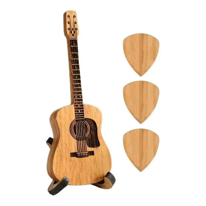 Elegant Træ-Plektrumholder til Guitarister – Håndlavet Design