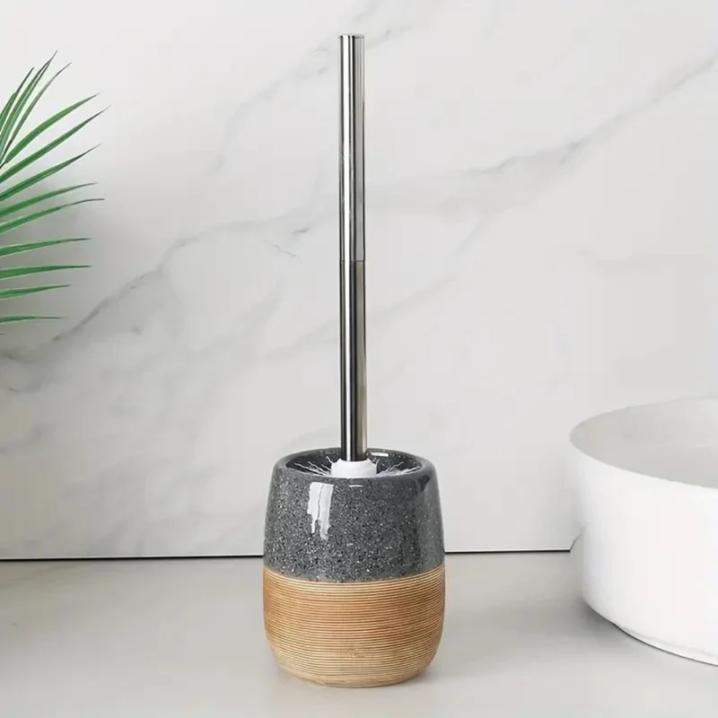 Elegant Toiletsæt: Keramisk Base & Rustfrit Stål Greb