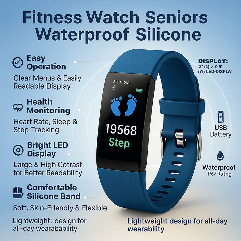 Seniorvenlig Fitness Tracker med Hjertefrekvensmåling