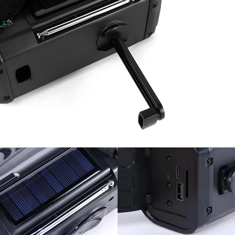 Solardrevet Nødradio med Powerbank & Kraftig Lys