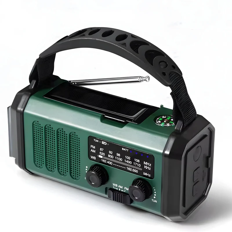 Solardrevet Nødradio med Powerbank & Kraftig Lys