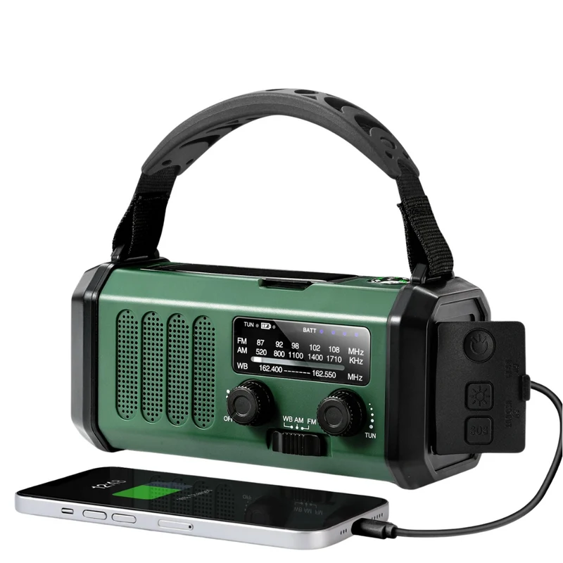Solardrevet Nødradio med Powerbank & Kraftig Lys