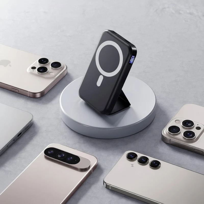 Trådløs Magnetisk Powerbank med Foldbar Stand – 10.000mAh