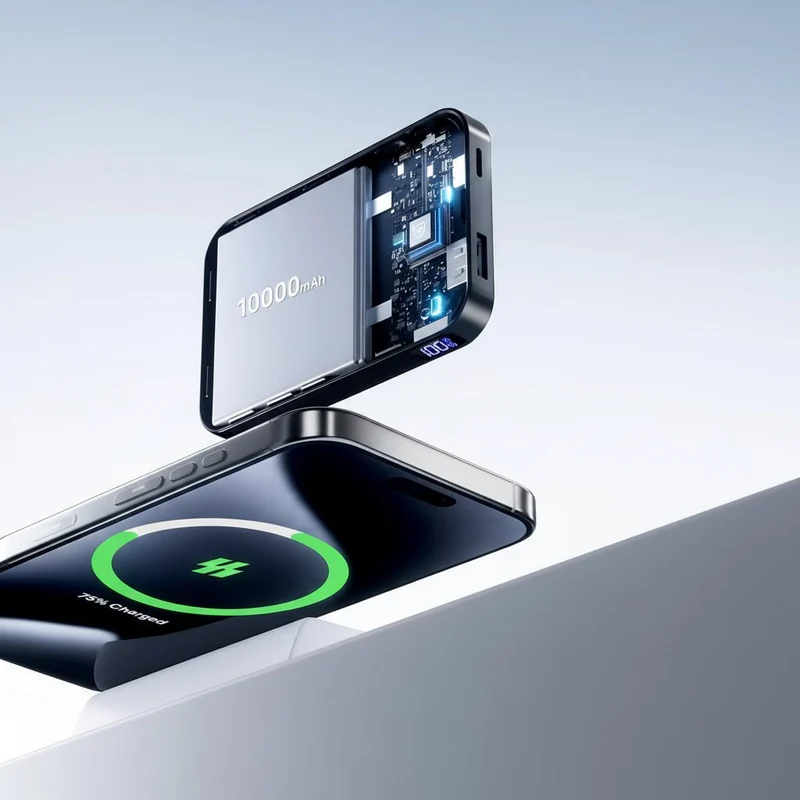 Trådløs Magnetisk Powerbank med Foldbar Stand – 10.000mAh