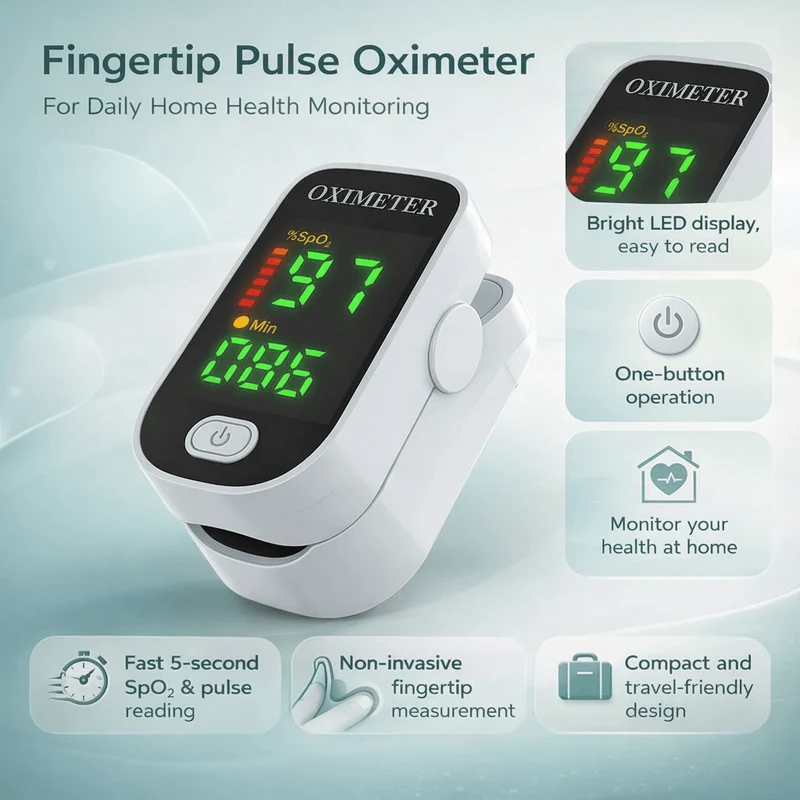 Digital Fingerspids Oximeter til Hurtig Iltmætning og Puls