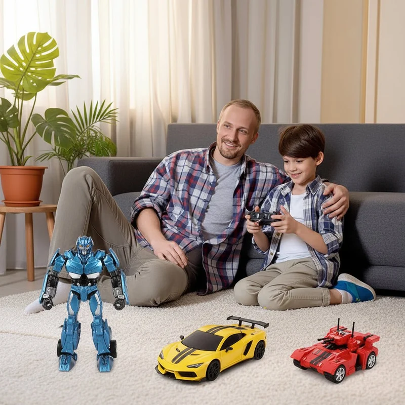 Transformerende Fjernstyret Bil & Robot med LED Lys
