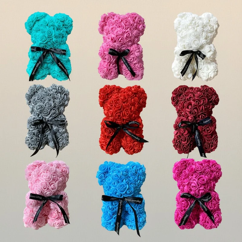 Romantisk Rosebamse med Unik Blomsterdesign til Gaver