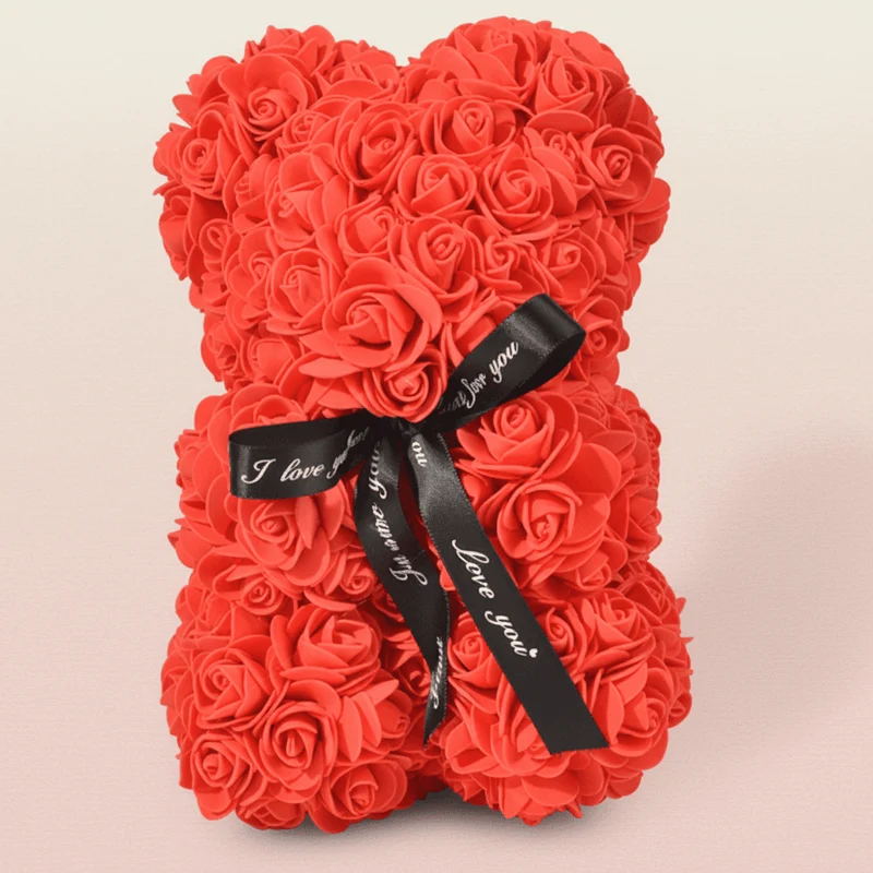 Romantisk Rosebamse med Unik Blomsterdesign til Gaver