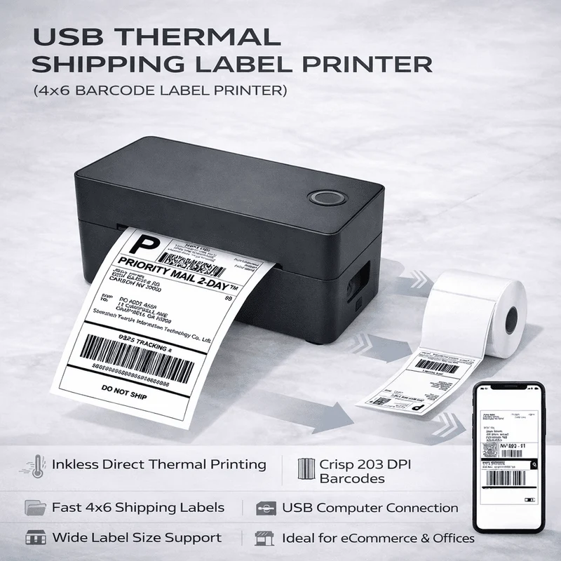 Effektiv USB Termisk Labelprinter til Hurtig Forsendelse