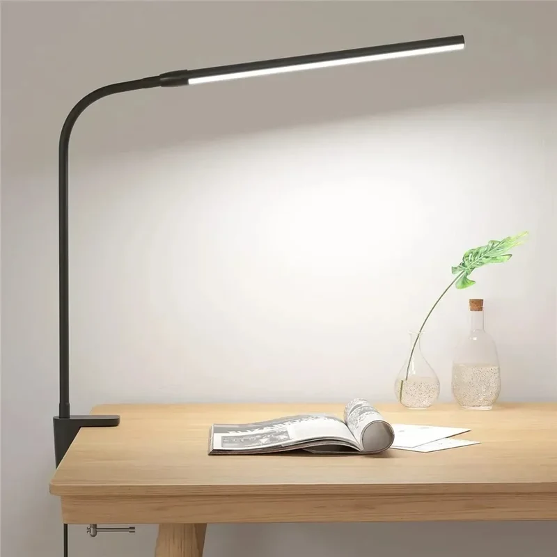Fleksibel LED-skrivebordslampe med dobbelt hoved og dæmpning