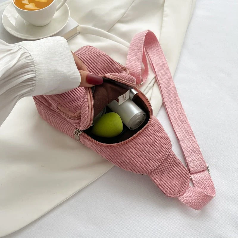 Elegant Crossbody Taske i Cord med Praktiske Rum