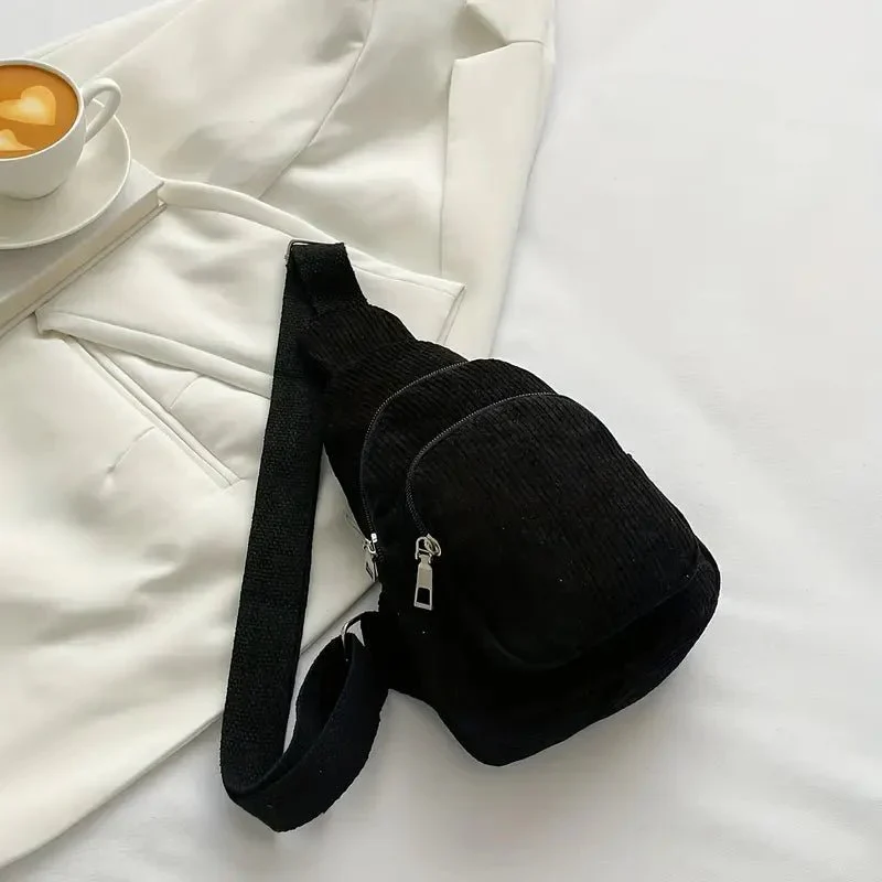 Elegant Crossbody Taske i Cord med Praktiske Rum
